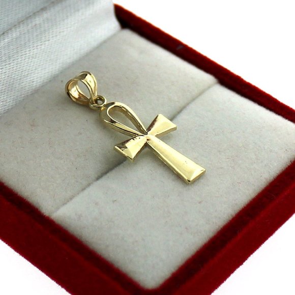 10K Real Gold Rope Chain and Ankh Cross Pendant Set - Picture 5 of 11